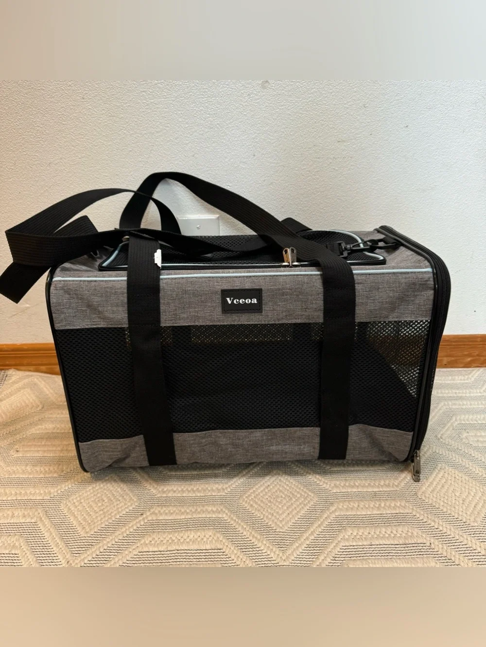 New. Vceoa Soft Pet Carrier 19”x12”x12” Foldable Dog Cat Travel Bag Gray